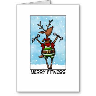 Merry Fitness Reindeer Greeting Card