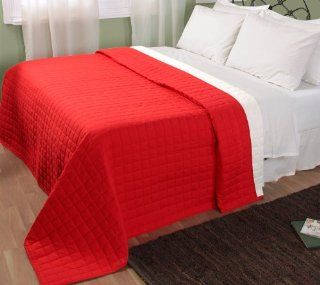 Homescapes waschbare Wende Tagesdecke Bettberwurf Plaid mit Karo Steppung, 230 x 250 cm aus 100% reiner Baumwolle mit Polyester Fllung in rot und wei: Küche & Haushalt