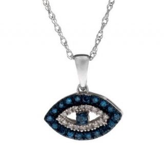 AffinityDiamond 1/7 ct tw Blue Lucky Evil Eye Necklace, Sterling —