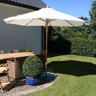 Destiny Deluxe FSC Holz Sonnenschirm / Landhausschirm  2,5 m natur mit Seilzug / Teflon beschichtet / knickbar: Garten