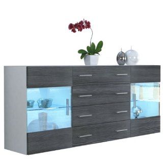 Sideboard Kommode Bari V2 in Wei / Avola Anthrazit Küche & Haushalt