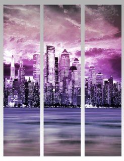 Flchenvorhang Schiebevorhang je 60cm breit x 245cm lang Gardine Vorhang New York 3er Set wei lila grau schwarz mit Flauschband und Beschwerungsprofil: Küche & Haushalt
