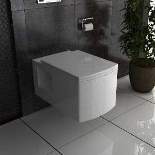 Wand Hnge WC / Farbe Weiss / Toilette mit WC Sitz / WC Sitz mit Soft Close Funktion: Baumarkt