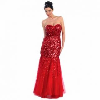 Luxury Divas Red Sequin Sweetheart Top Formal Gown W/Layered Bottom at  Womens Clothing store: Dresses