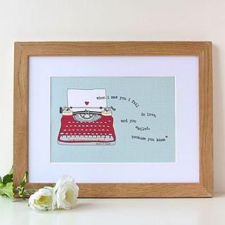 retro typewriter personalised love print by wink design
