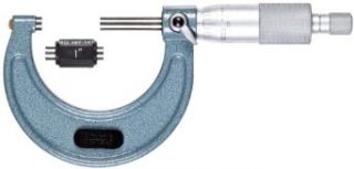 Mitutoyo 103 262 Outside Micrometer, Baked enamel Finish, Ratchet Stop, 1 2" Range, 0.0001" Graduation, +/ 0.0001" Accuracy, Angled Frame: Industrial & Scientific