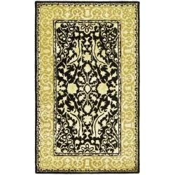 Handmade Silk Road Majestic Black/ Ivory N. Z. Wool Rug (3 X 5)