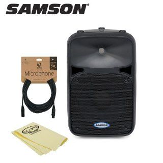 Samson Auro D210 2 Way Active Loudspeaker (SAR0D210A)   Includes Planet Waves 25ft Mic Cable and GoDpsMusic Dust Cloth: Musical Instruments