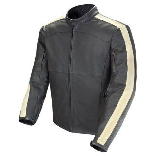 Joe Rocket Speedway Mens Black/Ivory Leather Motorcycle Jacket   Large: Automotive