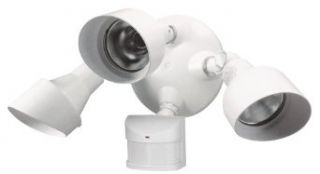 Heath Zenith SL 5798 WH A 270 Degree Triple Head Halogen Motion Sensing Security Light, White   Motion Sensor Lighting  