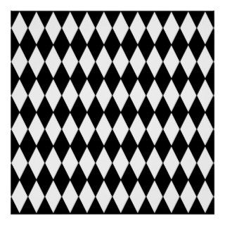 Black and White Diamond Harlequin Pattern Print