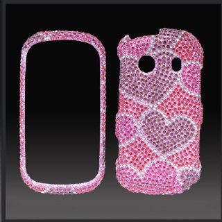 Pink & Purple Hearts "Cristalina" crystal bling rhinestone diamond case cover for Samsung Seek M350: Cell Phones & Accessories