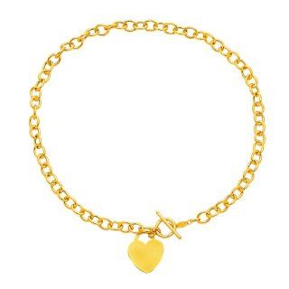 Toggle Necklace with Heart Charm in 14K Yellow Gold: Jewelry
