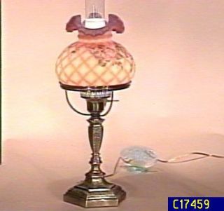 Fenton Art Glass Diamond Optic Lamp —