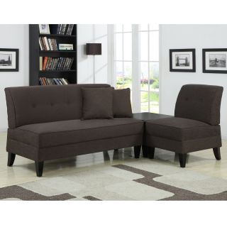 Portfolio Engle Chocolate Brown Linen 3 piece Sofa Set