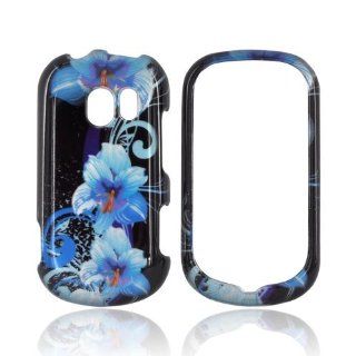 For LG Extravert VN271 Blue Flowers on Black Hard Plastic Shell Case Snap On Cover: Cell Phones & Accessories