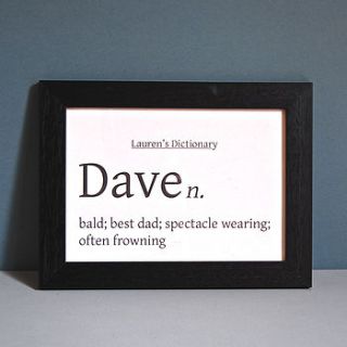 personalised black/white dictionary unframed print by ruby wren designs