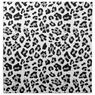 Gray Black Leopard Animal Print Pattern Printed Napkin