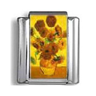 Van Gogh Sunflowers Photo Italian Charm: Italian Style Single Charms: Jewelry