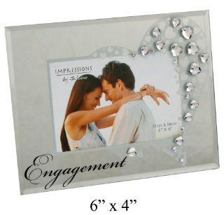 Engagement Mirror Glass Photo Frame Decorated with Hearts By Haysom Interiors  