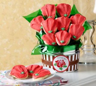 Cheryls 12 piece Rose or Daisy Cookie Bouquet in Flower Pot —