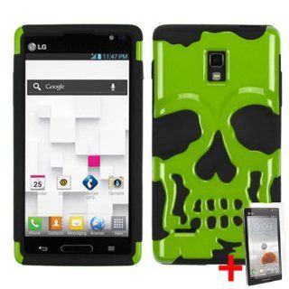LG OPTIMUS L9 P769 GREEN BLACK SKELETON SKULL HYBRID COVER HARD GEL CASE +FREE SCREEN PROTECTOR from [ACCESSORY ARENA]: Cell Phones & Accessories