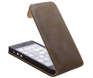 iTALKonline Apple iPhone 5 (2012) iPhone 5S (2013) PREMIUM COFFEE BROWN SOFT FEEL VELVET Easy Clip On Vertical Flip Wallet Pouch Case Cover with Holder: Cell Phones & Accessories