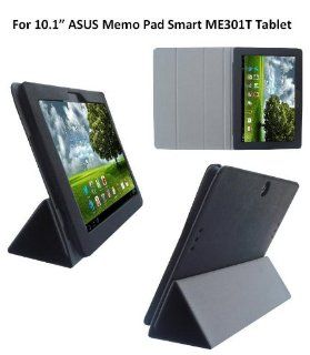 HappyZone PU Leather Case Cover with Build in Stand For ASUS Memo Pad Smart ME301T Tablet   Black: Computers & Accessories