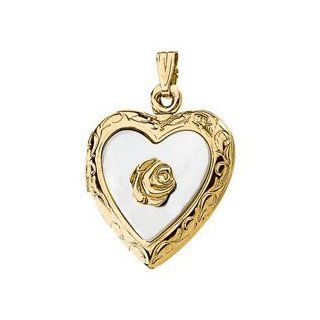 Ann Harrington Jewelry 14k Yellow Gold Mother Of Pearl Heart Locket Pendant: Jewelry
