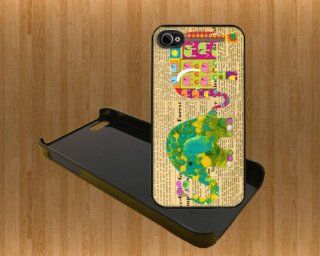 Cute Elephants On Vinatage Newspaper Custom Case/Cover FOR Apple iPhone 5 BLACK Plastic snap Case WITH FREE SCREEN PROTECTOR ( Verison Sprint At&t): Cell Phones & Accessories