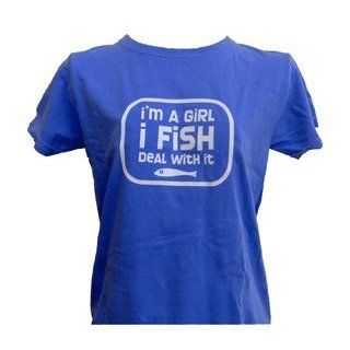 Ladies Fishing T shirt "I'm a girl, I fish   Deal with it" from Fishboy (Medium) at  Womens Clothing store: Fashion T Shirts