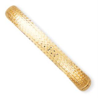 14k Gold 5/16 Diamond cut Fancy Hinged Bangle Bracelet: Jewelry