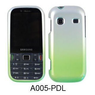 SHINY HARD COVER CASE FOR SAMSUNG GRAVITY TXT T379 TWO COLOR SILVER GREEN Cell Phones & Accessories
