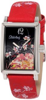 Stuhrling Original Women's 306.1215H83 Vogue Audrey Botanica Swiss Quartz Red Leather Strap Watch: Watches