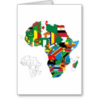 Africa Continent Flag Map Greeting Cards