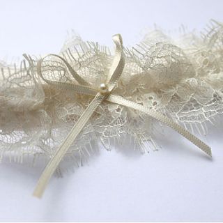 ivory french chantilly lace wedding garter by faulkner & carter london