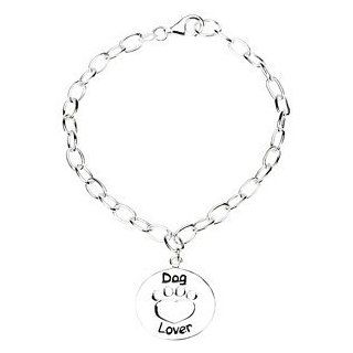 Sterling Silver Heart U Back Dog Lovers Link Charm Bracelet 7" (can easily be resized): Jewelry