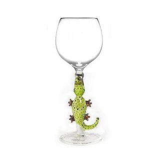 Wine Glass by Yurana Designs Hand Blown Alligator   W143: Kitchen & Dining