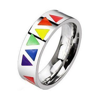 Stainless Steel Multi Rainbow Triangles Band Ring: Jewelry