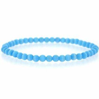 Light Blue Cats Eye Beaded Stretch Bracelet: Jewelry