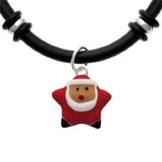Star Santa Black Rubber Charm Bracelet [Jewelry] Delight Jewelry: Snake Charm Bracelets: Jewelry
