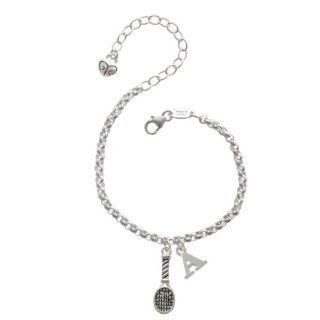 Tennis Racquet Initial   S   Silver Charm Bracelet: Delight Jewelry: Jewelry