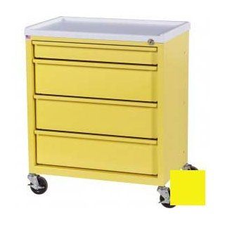 Harloff Compact Economy Treatment Cart With Four Drawers, Yellow : Utility Carts : Office Products