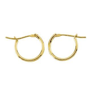 14K Yellow Gold 10 MM Children's Click Hoop Earrings: Jewelry