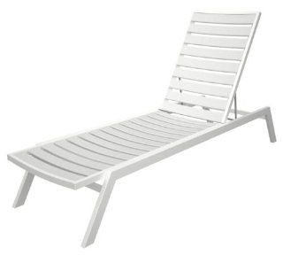 78.25" Recycled Earth Friendly Chaise Lounge Chair   White w/ White Frame : Patio Lounge Chairs : Patio, Lawn & Garden