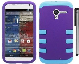 For Motorola Moto X XT1058 Duo Layer Hybrid Protector Cover Case with ApexGears Stylus Pen (Purple Light Blue): Cell Phones & Accessories