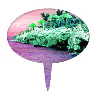 Tropical Magical Fantasy Pink & Lilac Beach Island Cake Pick