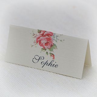 english rose design place cards by beautiful day