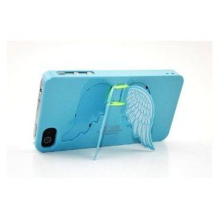 HJX Sky Blue Girls Favourite Cute Hard Case Cover Angel Wing Wings for iPhone 4 4S Phone With Viewing Stand Cell Phones & Accessories