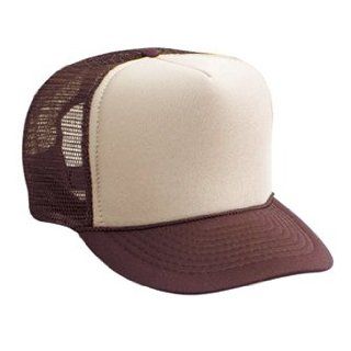 Professional Style Polyester Foam Front High Crown Golf Style Mesh Back Two Tone Adjustable Hat Cap   Brown/Tan/Brown: Clothing